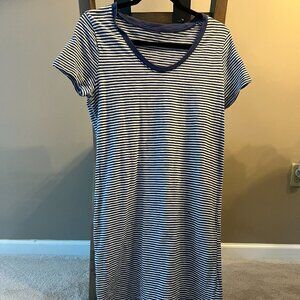 Blue and White Stripe Universal Thread T-Shirt Dress - MEDIUM